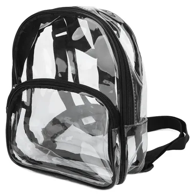 Produktbild von Stück durchsichtiger Mini-Rucksack, transparent, wasserdicht, 2-lagig, mit Reißverschluss, aus abriebfestem PVC, für Reisen (schwarz)