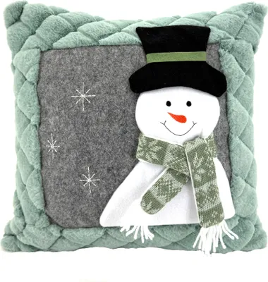 Produktbild von Heimtexland Deko Kissen Winter Schneemann mit Strickschal Zierkissen Dekoration Weihnachten Advent Geschenkidee HxB 42x42 cm Kissenhülle Typ832 Schneemann