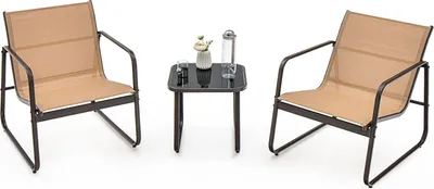 Produktbild von GOPLUS 3tlg. Gartenmöbel Set, Bistroset mit 2 Gartenstühlen & Beistelltisch, Balkonset Balkonmöbel Terrassenmöbel, Sitzgruppe Sitzgarnitur Outdoor für Garten Hof Veranda Terrasse (Braun)