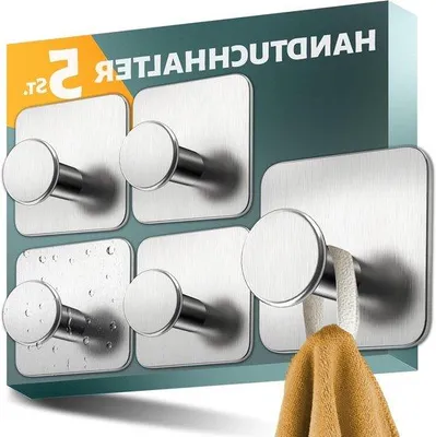 Image de Lot de 5 porte-serviettes autocollants en acier inoxydable