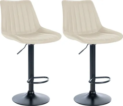 Produktbild von CLP 2er Set Barhocker Toni Kunstleder drehbar und stufenlos höhenverstellbar creme Material Gestell Metall matt schwarz