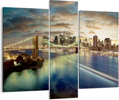 Produktbild von Bild auf Leinwand - Leinwandbild - Amerika Architektur New York - 95x80cm - Wand Bild - Wanddeko - Leinwanddruck - Bilder - Kunstdruck - Wanddekoration - Leinwand bilder - Wandkunst - CB95x80-0226