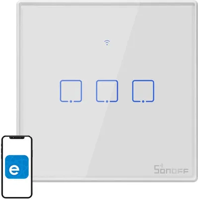Obrázek produktu pro Dotykový spínač světla Wifi + Rf 433 Sonoff T2 Eu Tx (3kanálový)