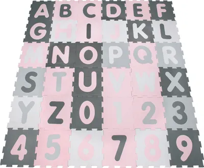 Produktbild von Puzzlematte Spielmatte Schaumstoffmatte Baby Kinder Matte Zahlen Buchstaben Pastell 36 Teile Grösse 32x32 cm x 36 Stk.