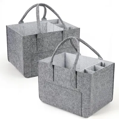 Productafbeelding van Feltentas, boodschappentas, groot, 30 liter, opvouwbaar, stevig, lichtgrijs, 2 stuks