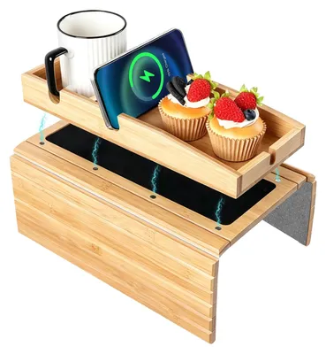 Sofatablett aus Bambus, Armlehnen-Organizer, magnetische Primärfarbe