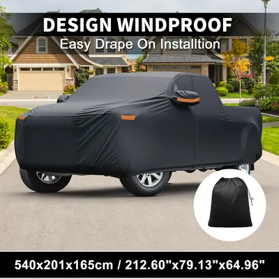 Image de Housse De Voiture Pour Ford Ranger 210D-Pu ExtšŠrieur Housse Voiture Complššte Toutes Saisons ImpermšŠable Coupe-Vent Protection Soleil Pluie Neige Fermeture šŠclair Conducteur Noir