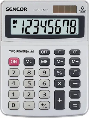 Produktbild von Sencor SEC 377/8, Tasche, Einfacher Taschenrechner, 8 Ziffern, Batterie/Solar, Weiß