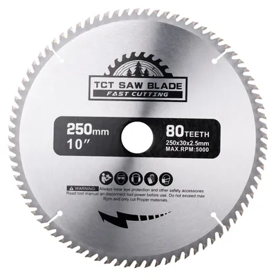 Obrázek produktu pro Pila kotoučová, 250 x 30 mm, 80 zubů z tvrdokovu, určená pro zpracování dřeva
