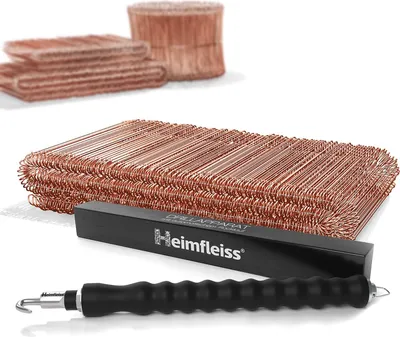 Produktbild von Heimfleiss® Drillapparat + Betonbindedraht 1,0 x 160 mm (250 Stk.) - verkupferter Ösendraht mit Rödelzange - Driller Draht inkl. Draht Twister