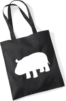 Produktbild von Huuraa Jutebeutel Nilpferd Silhouette 10 Liter Black Baumwolle Tasche Geschenkidee