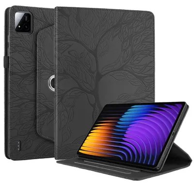 Image de Étui 360° pour tablette Xiaomi Pad 8 / 8 Pro / Pad 7 / 7 Pro, motif arbre, noir