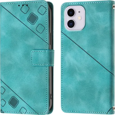 Produktbild von Hülle für iPhone 11 Prägung Flip Leder Brieftasche Schutzhülle mit Ständer Grün