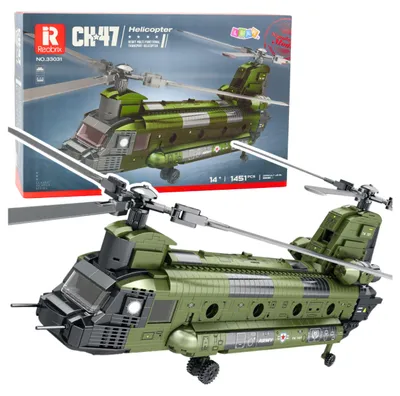 Image de Jeu de briques de construction hélicoptère militaire Ch-47 Chinook 1451 pièces.