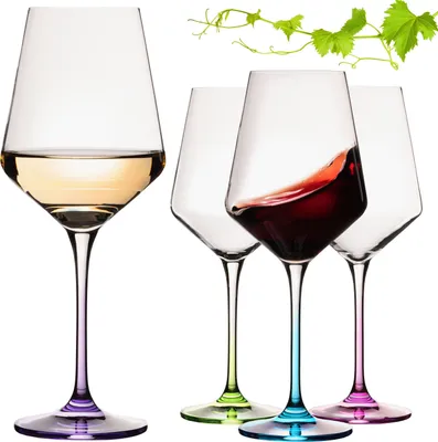 Produktbild von IMPERIAL Weingläser bunt 450ml "Athen" Set 4-Teilig Universalweingläser aus Crystalline Glas Weißweinglas Rotweinglas