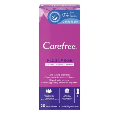 Image de Serviettes hygiéniques Carefree Plus Large Fresh Scent - Parfum frais 1p.-20p.