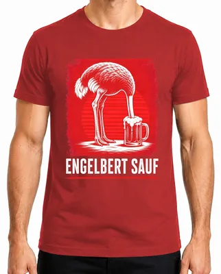 Imagen del producto de Camiseta para hombre, marca Engelbert Strauss, diseño "Sauf Strauss Vogel Bier Handwerker Malle Party", color rojo, talla XL