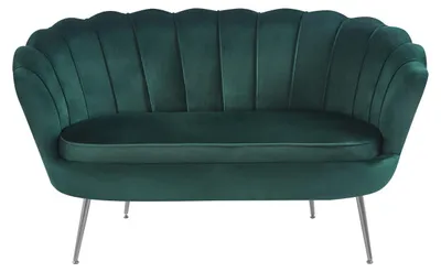 Zdjęcie produktu dla Elegancka dwuosobowa sofa IGLIKA – zielona / srebrne nóżki