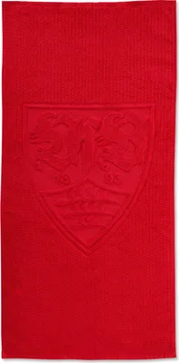 Zdjęcie produktu dla Ręcznik kąpielowy VfB Stuttgart czerwony z tłoczonym herbem 70x140 cm z bawełny bio