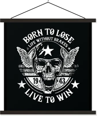 Produktbild von MuchoWow® Textilposter Mancave - Rennen - Retro - Illustration 40x40 cm mit schwarzem Rahmen - Fotos