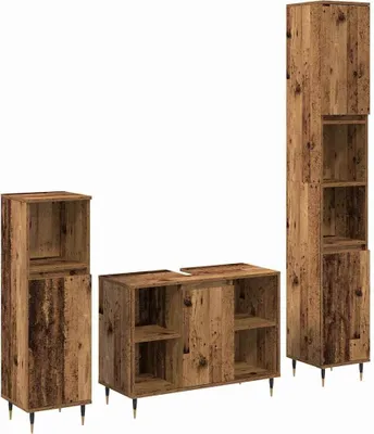 Immagine prodotto di Set di mobili per il bagno con lo scaffale 3 pcs Legno vecchio