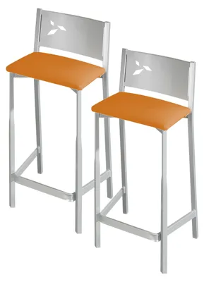 Immagine prodotto di ASTIMESA TAACBL: Due sgabelli, seduta da cucina, 60 cm, ecopelle, arancione