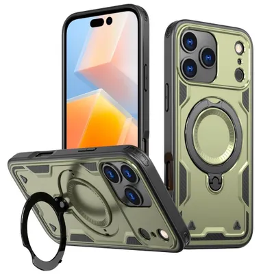 Produktbild von iPhone 17 Pro Hülle - Coverup Armor Back Cover met MagSafe Compatible Kickstand - Grün