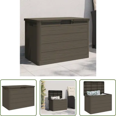 Imagen del producto de Caja para cojines de exterior Living Store, color marrón, 77,5 x 44,5 x 53 cm, fabricada en polipropileno