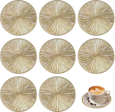 Immagine prodotto di Sottobicchieri - Set da 8 - 10 cm - Rotondi - Color oro