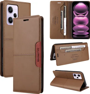 Produktbild von Handyhülle für Xiaomi Redmi Note 12 Pro 5G/Poco X5 Pro Hülle, Leder Flip Wallet Kartenfach Stand Schutzhülle Braun