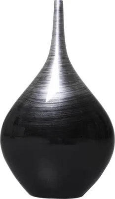 Produktbild von VIVANNO Bodenvase Fiberglas BELDADE Rund, Spiralschwarz hochglanz mit Muster - 33x15x54 cm