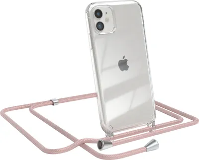 Produktbild von EAZY CASE Handykette kompatibel mit Apple iPhone 11, Handyhülle mit Umhängeband, Handykordel, Schutzhülle Clear, Band in Rosa
