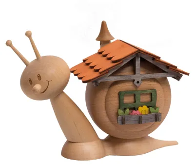 Produktbild von Drechslerei Kuhnert - Räucherfigur Sunny Hausschnecke - Größe ca. 16cm, für Räucherkerzen Größe M (Standard) - 37105