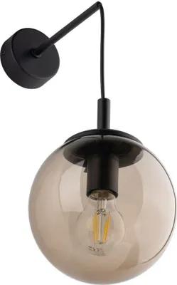 Produktbild von Wandleuchte Rauchglas Metall E27 45 cm hoch Schwarz Braun Kugelschirm Modern