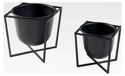 Produktbild von Pflanzenständer Nordmaling 2er Set Blumentopfständer in 2 Größen Metall Schwarz