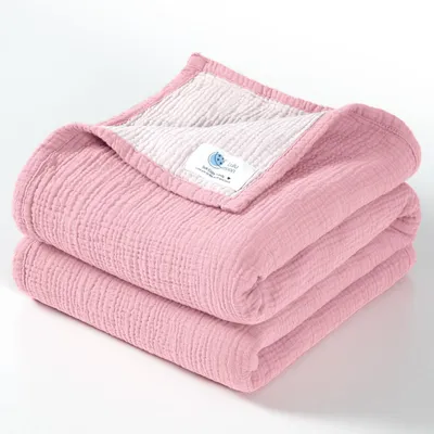 Image de Couverture en mousseline pour bébé Lulumoon – Couvertures matelassées en coton pour bébés – Rose pastel, taille unique