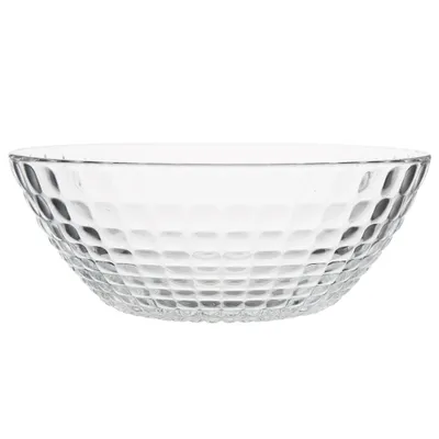 Produktbild von Große Glas-Salatschüssel 1,7 L 22,7 cm transparent mit Relief, spülmaschinenfest