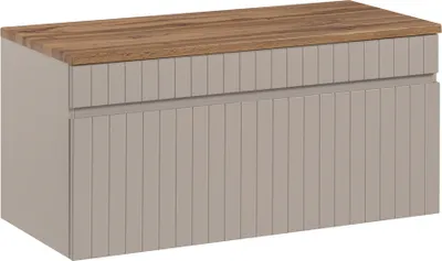 Produktbild von Waschtischunterschrank 100 cm Auszug IRAKLIO-56-CASHMERE Kaschmir Eiche Nb. B/H/T ca. 100,4/48,5/46 cm