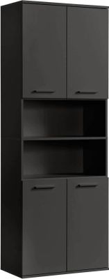 mokebo® Bad Hochschrank in Anthrazit-Schwarz 'Der Kapitän', Badezimmerschrank breit oder Badschrank, auch als Badezimmerhochschrank & Badregal Badezimmer aus Holz in 180x65x64 (HxBxT in cm)