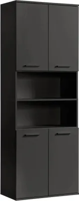Immagine prodotto di mokebo® Mobile alto da bagno in nero antracite "The Captain", mobile da bagno largo o mobile da bagno, anche come mobile alto da bagno e scaffale da bagno in legno in 180x65x64 (HxLxP in cm)