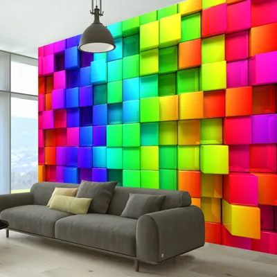 Produktbild von Fototapete selbstklebend 3d Effekt 294x210 cm Tapete Wandtapete Wandbilder Klebefolie Dekofolie Tapetenfolie Wand Dekoration Wohnzimmer - Abstrakt bunt f-A-0350-a-a