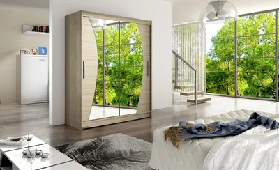 Obrázek produktu pro Prostorná šatní skříň se zrcadlem Oliver - šířka 150 cm, sonoma