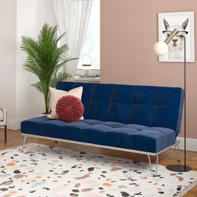 Produktbild von Elle | Schlafsofa 3 Sitze aus Samt blau