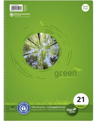 Imagen del producto de Staufen® verde, referencia 608570010, bloc de notas para estudiantes, formato A4, 80 hojas, 70 g/m², con líneas