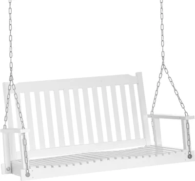 Produktbild von Gartenschaukel Schaukelbank Hängebank für 2, Massivholz, ideal für Patio & Terrasse, Weiß, 117x69x60cm