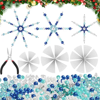20 Drahtsterne mit 1600 Perlen, DIY Weihnachts-Schneeflocken Bastelset