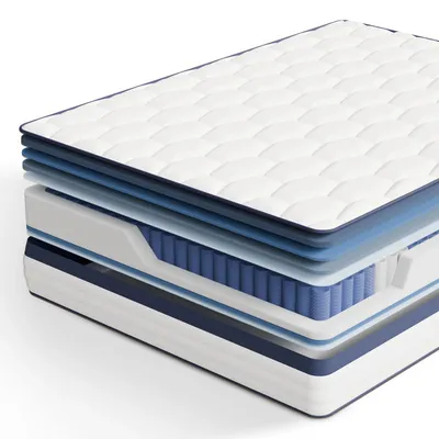 Obrázek produktu pro Běžná pružinová matrace – ortopedická matrace se 7 zónami – výška 25 cm – pěna z rozsivek – rozměry 180x200 cm – bílá barva