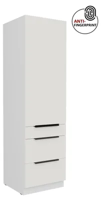 Produktbild von Küchen Hochschrank 60 cm Küche ARIA Weiss ultra matt + Weiss matt, hochwertige Fronten mit Anti Fingerprint Beschichtung, Soft-Close Küchenzeile Küchenblock