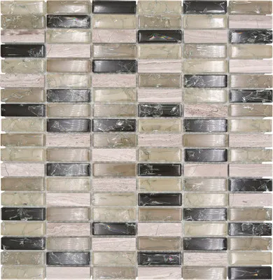 Produktbild von Glasmosaik mit Naturstein XIC S1252 mix graugrün 32,2x31 cm