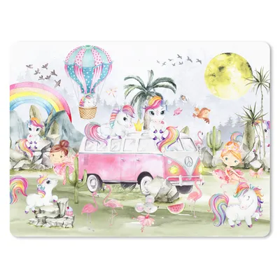 Produktbild von MuchoWow® Mauspad Mousepad Einhorn - Regenbogen - Kinder - Mädchen - Auto 23x19 cm - Mousepads - Maus Mat - Pad - Mausunterlage - Schreibtischunterlage - Mauspad